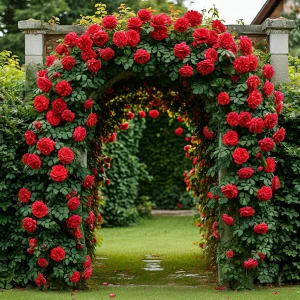 Роза плетистая Алый Триумф купить по цене от 319р. в интернет-магазине «Посадика» с доставкой почтой в в Кореновске и по всей России – [изображение №1].